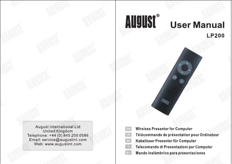 Page 1 de la notice Manuel utilisateur August LP200W