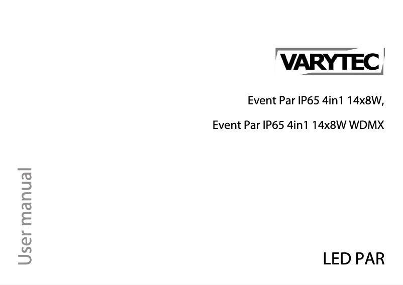 Page n°1 - Manuel utilisateur Varytec Event Par IP65
