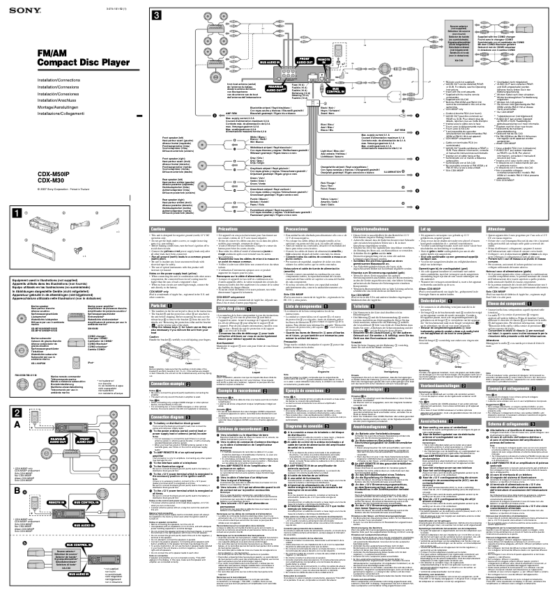 Page n°1 - Guide d'installation Sony CDX-M50IP