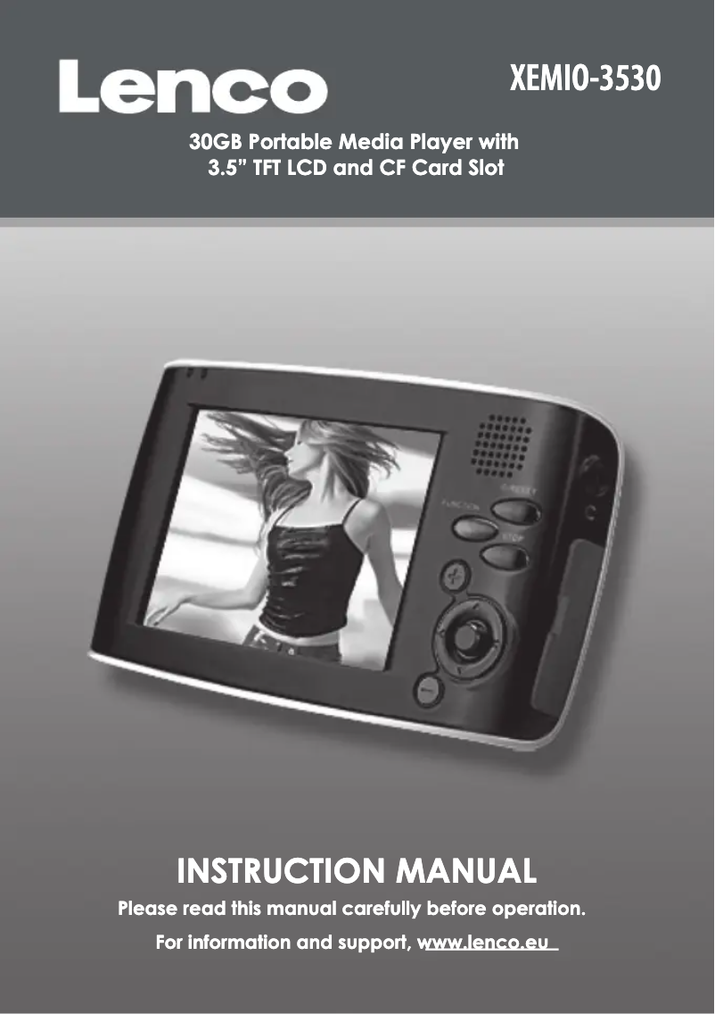 Page n°1 - Manuel utilisateur Lenco XEMIO-3530