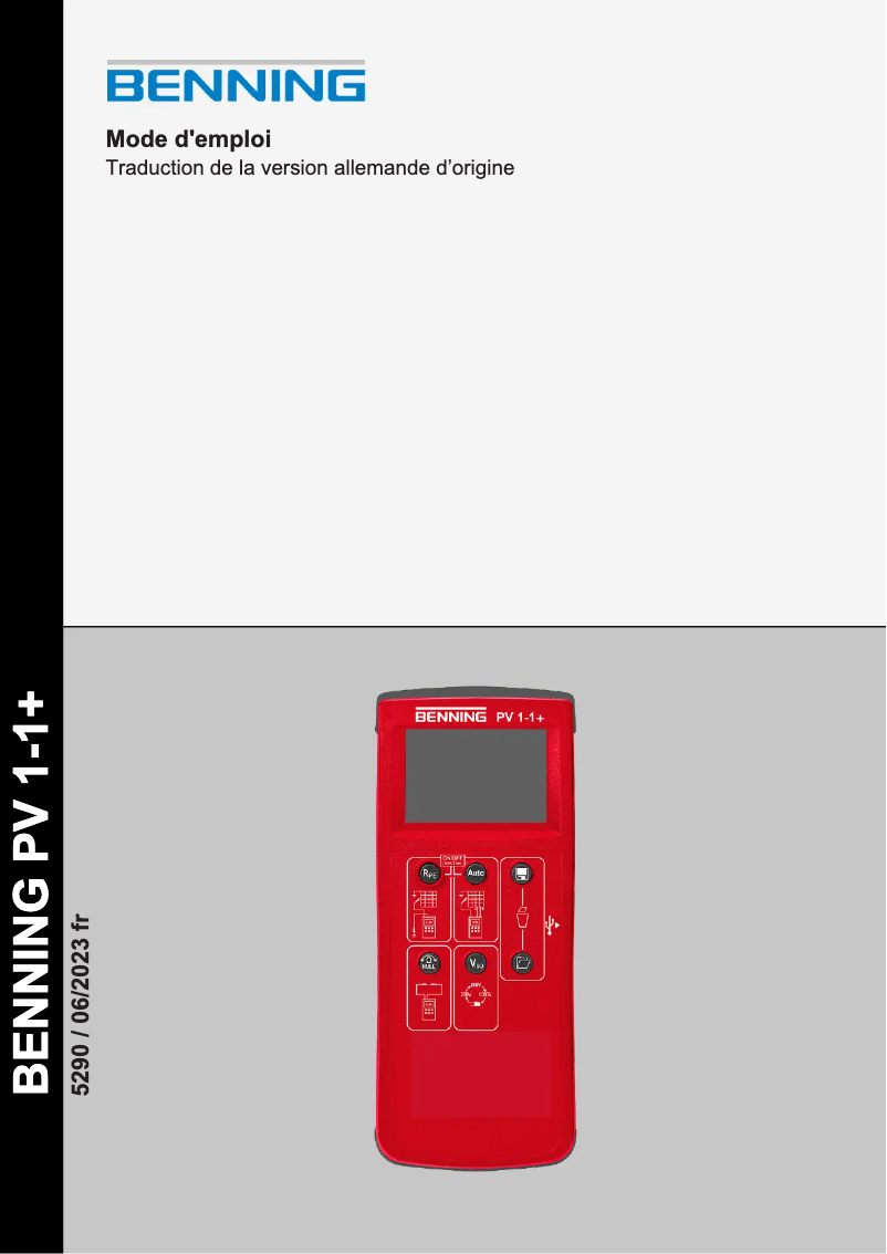 Page 1 de la notice Manuel utilisateur BENNING PV 1-1