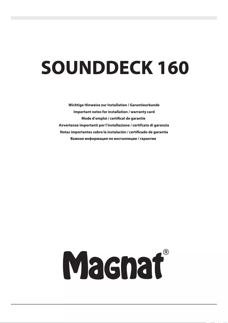 Page 1 de la notice Manuel utilisateur Magnat Sounddeck 160