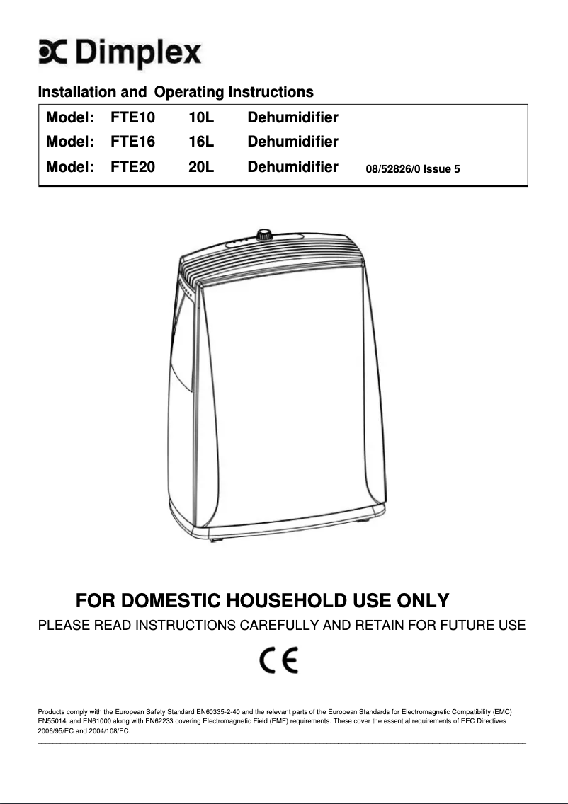 Image de la première page du manuel de l'appareil FTE16