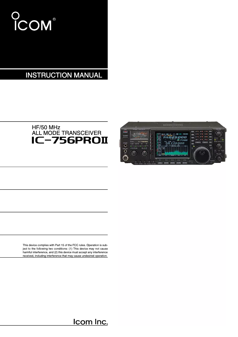 Image de la première page du manuel de l'appareil IC-756PROII