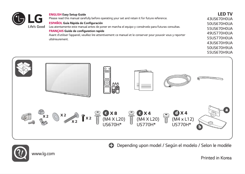 Page n°1 - Manuel utilisateur LG 43UT570H