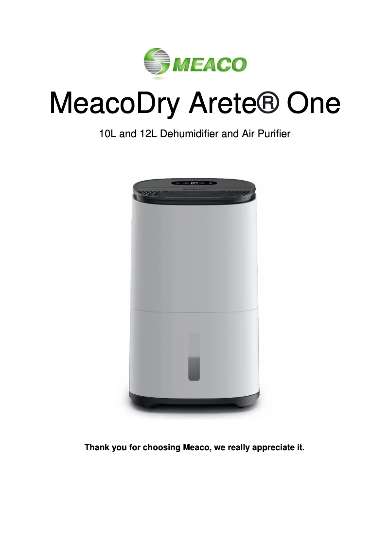 Page n°1 - Manuel utilisateur Meaco Dry Arete One 12L