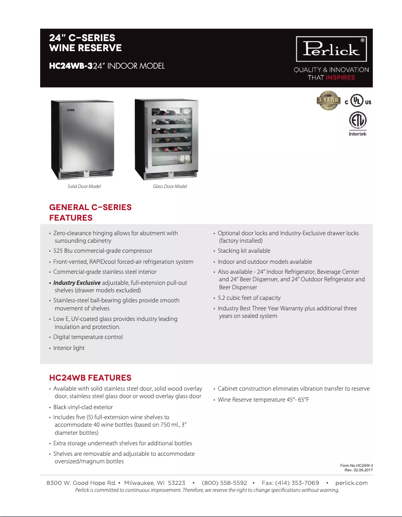 Image de la première page du manuel de l'appareil C-Series HC24WB-3-3R