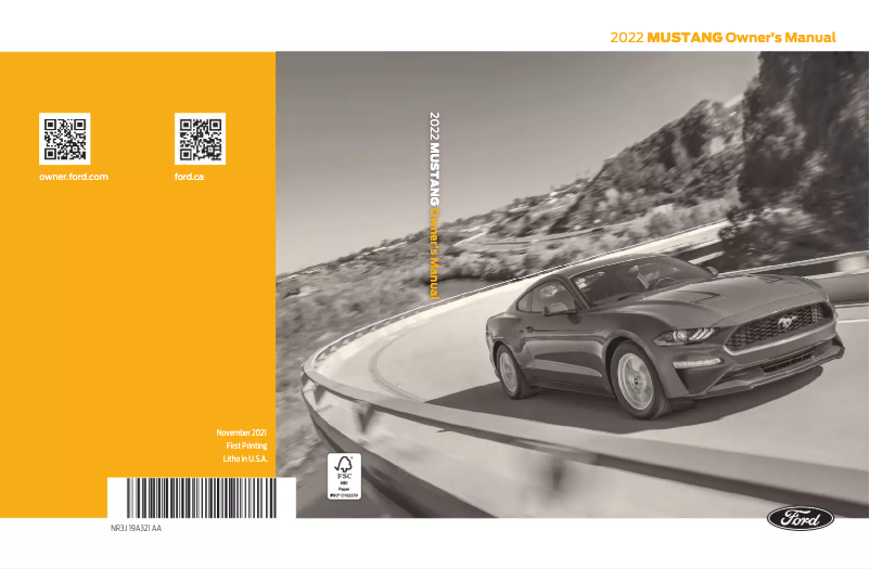Page 1 de la notice Manuel utilisateur Ford Mustang (2022)