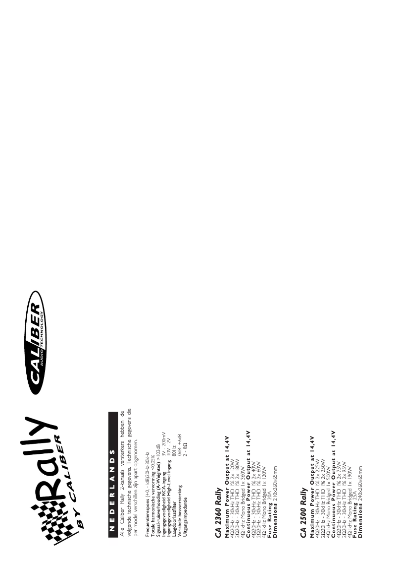 Page 1 de la notice Manuel utilisateur Caliber CA 2260