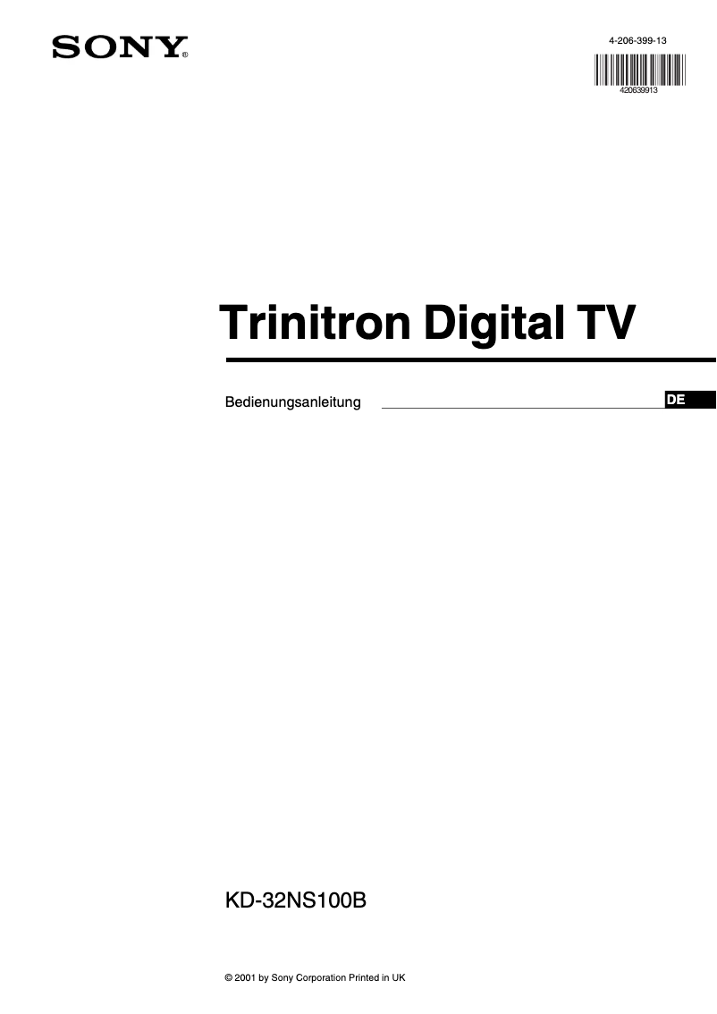 Page n°1 - Manuel utilisateur Sony Trinitron KD-32NS100B