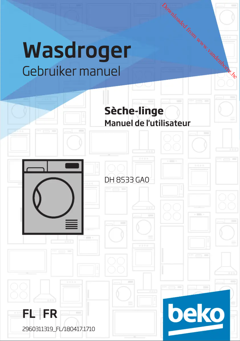 Page 1 de la notice Fiche technique Beko DH 8733 GA0
