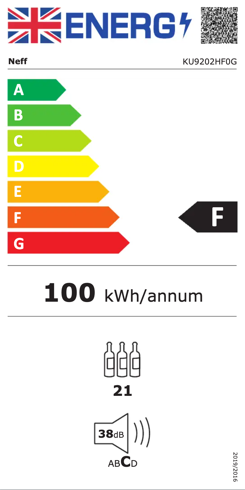 Page 1 of the manual Energy Label Neff KU9202HF0G