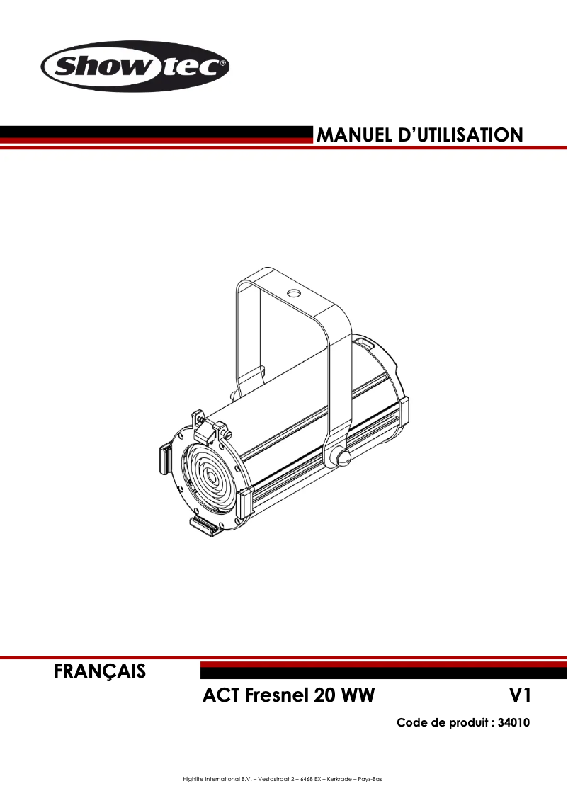Page 1 de la notice Manuel utilisateur Showtec ACT Fresnel 20 WW