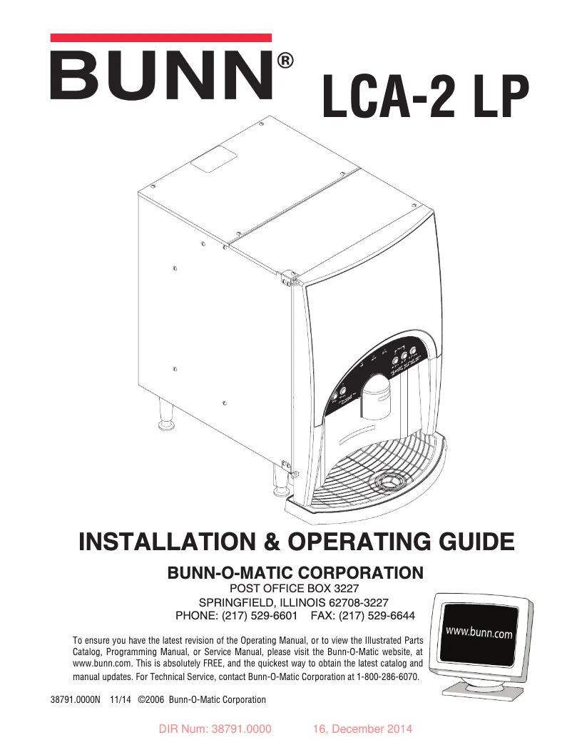 Image de la première page du manuel de l'appareil LCA-2 LP