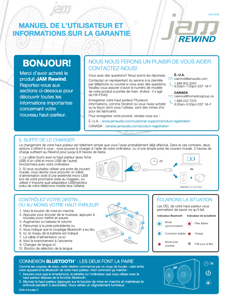 Image de la première page du manuel de l'appareil Rewind HX-P540