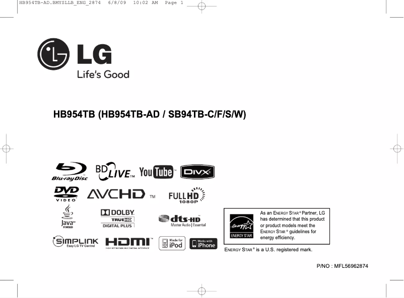 Page 1 de la notice Manuel utilisateur LG HB954TB-AD