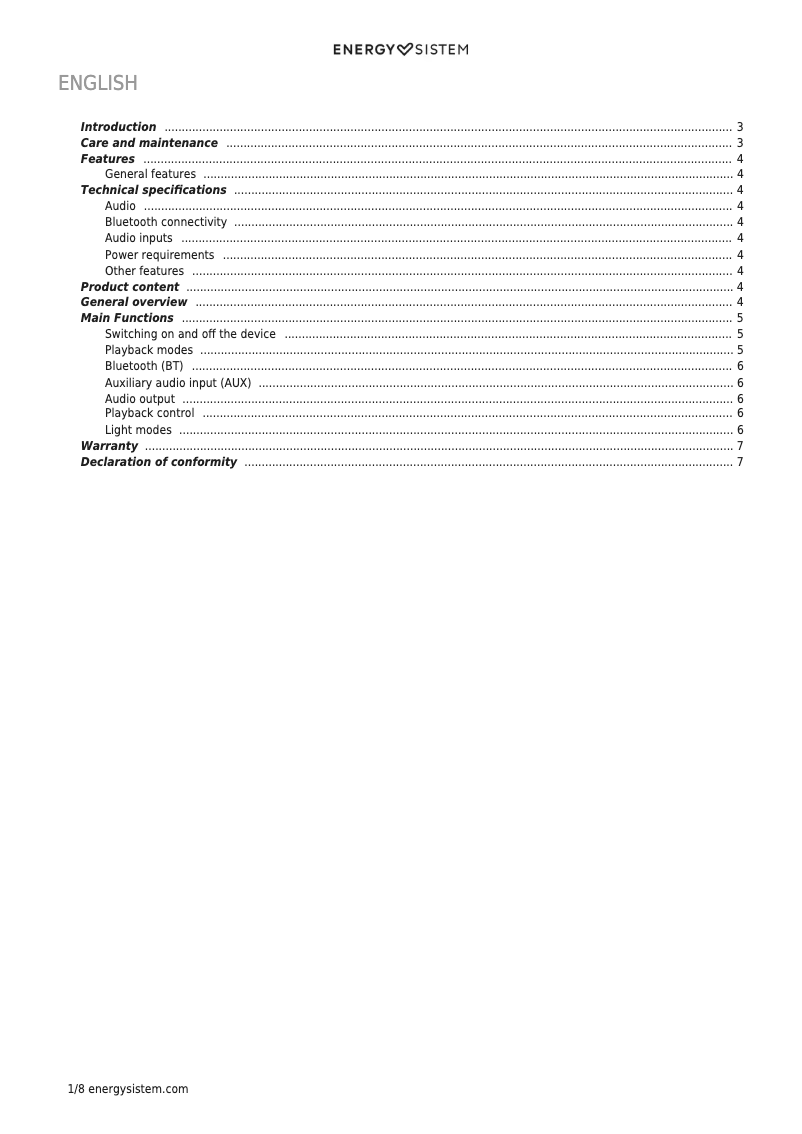 Página 1 del manual Manual de usuario Energy Sistem ESG 2 Sonar