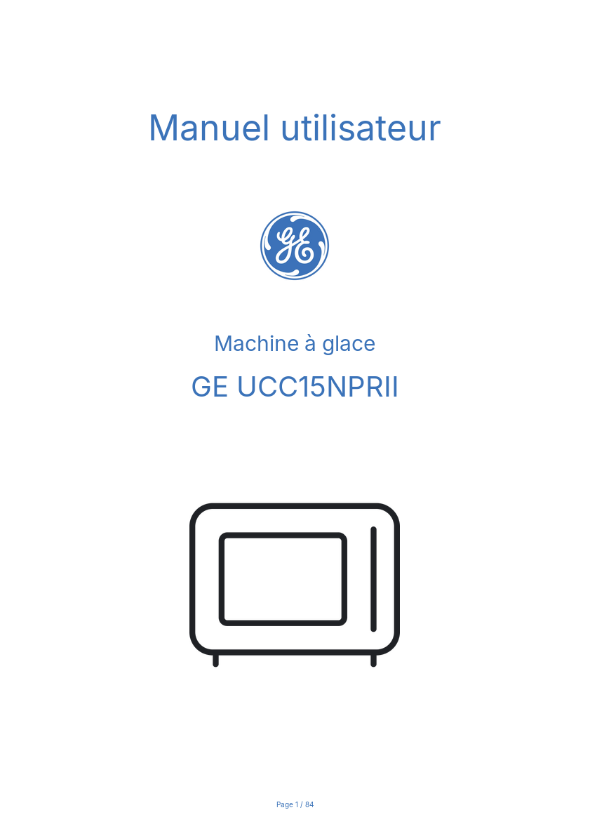 Page n°1 - Manuel utilisateur GE UCC15NPRII