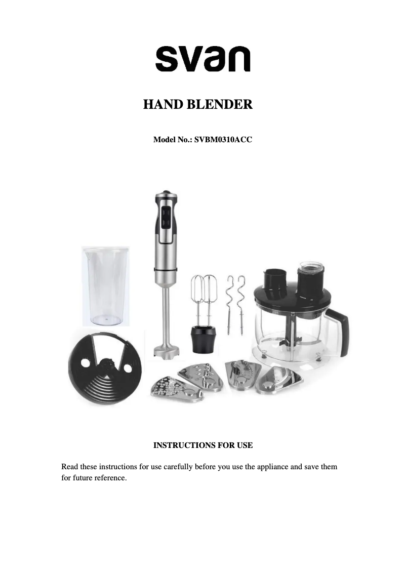 Page 1 de la notice Manuel utilisateur SVAN SVBM0310ACC