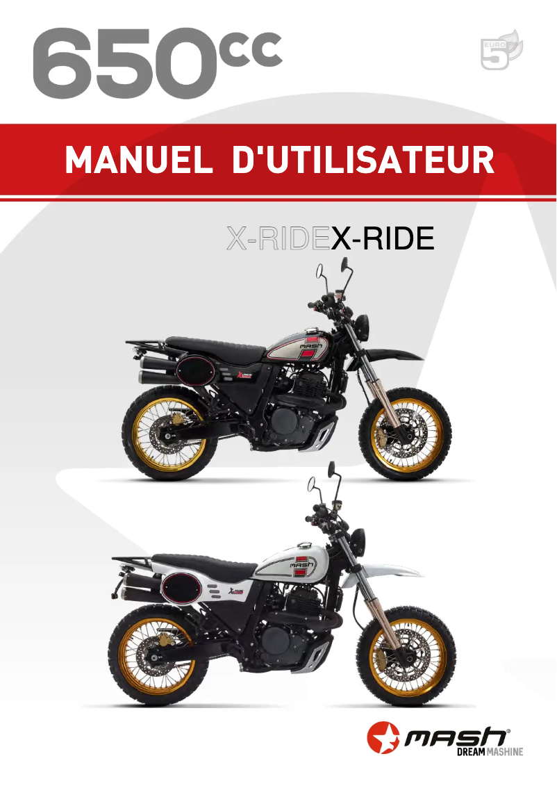 Image de la première page du manuel de l'appareil X-Ride 650cc (2022)