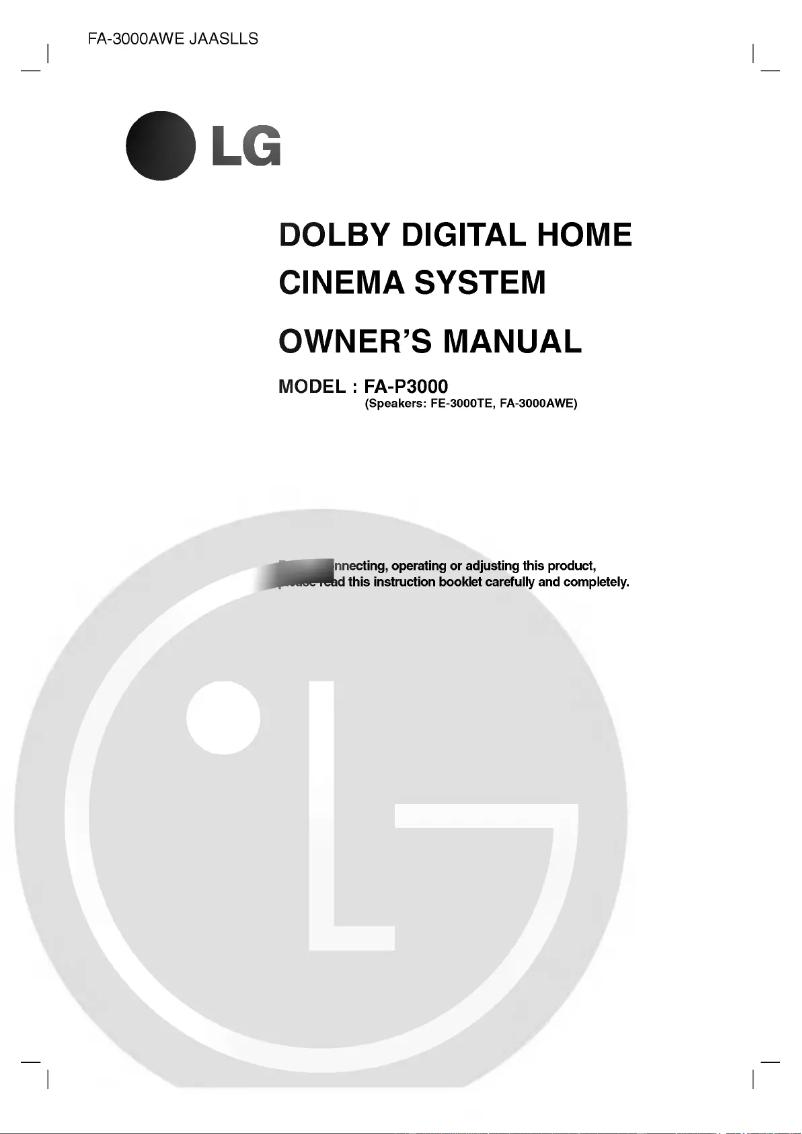 Page 1 of the manual User Manual LG FA-3000