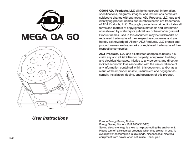 Página 1 del manual Manual de usuario American DJ Mega QA Go