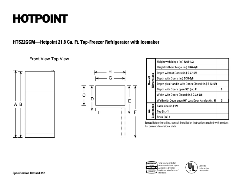 Image de la première page du manuel de l'appareil HTS22GCMCC