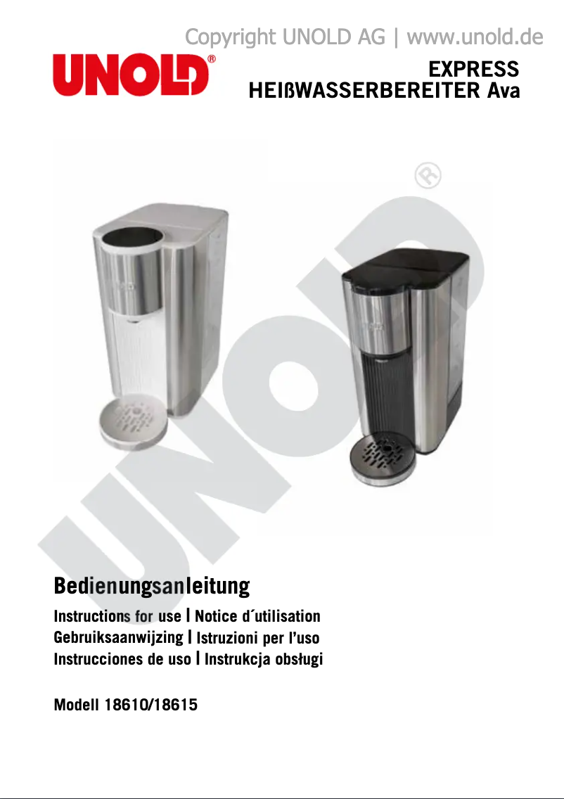 Page 1 de la notice Manuel utilisateur Unold Ava 18610