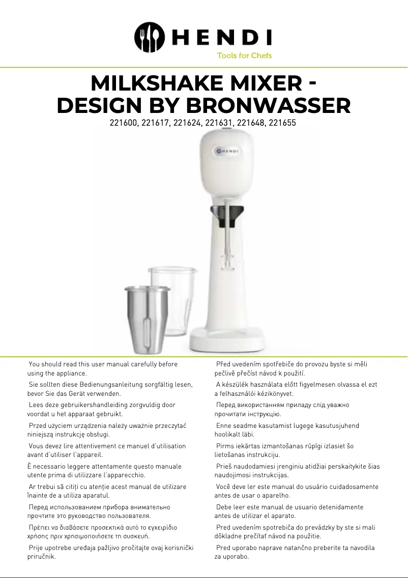Page 1 de la notice Manuel utilisateur Hendi 221617