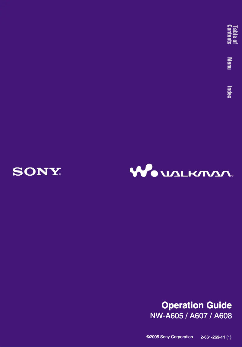 Page 1 de la notice Manuel utilisateur Sony Walkman NW-A608