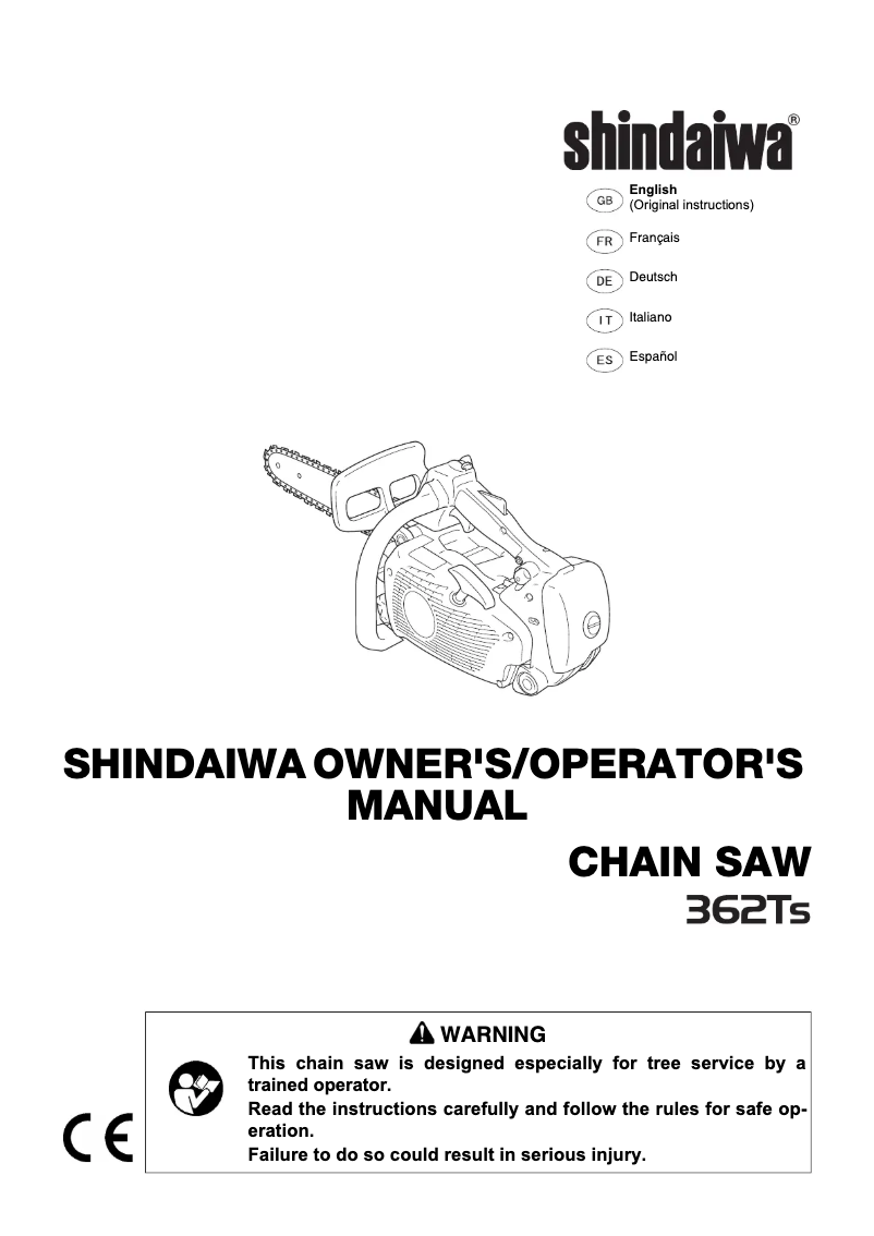 Page 1 de la notice Manuel utilisateur Shindaiwa 362TS