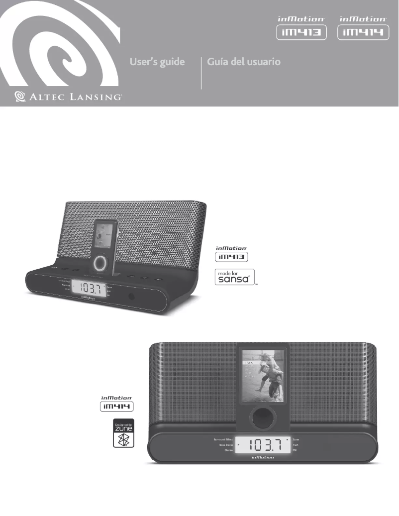 Page n°1 - Manuel utilisateur Altec Lansing iM413