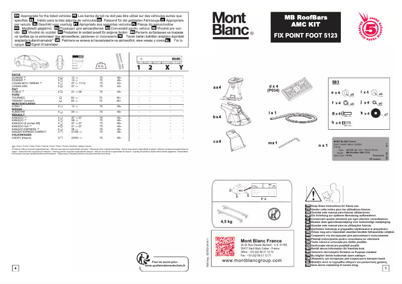 Page 1 de la notice Manuel utilisateur Mont Blanc AMC 5123