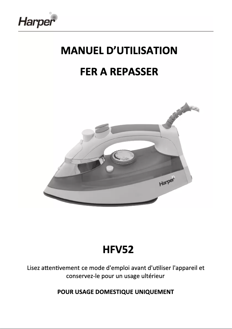 Image de la première page du manuel de l'appareil HFV52