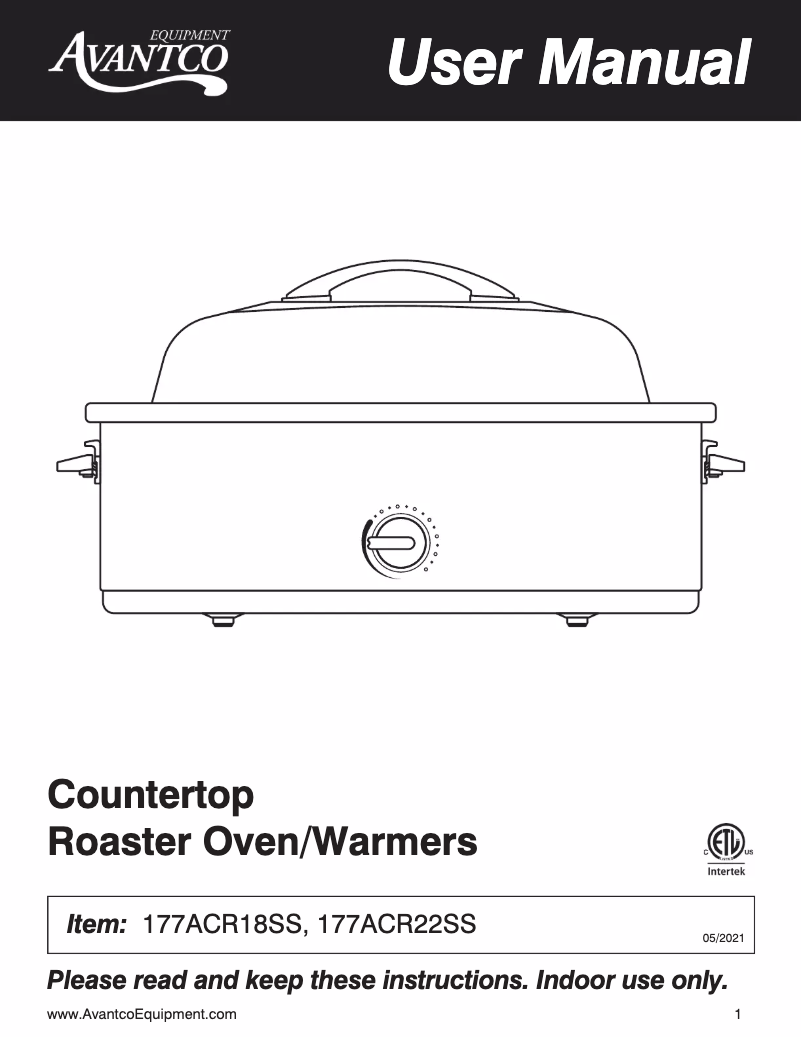 Page 1 de la notice Manuel utilisateur Avantco 177ACR18SS
