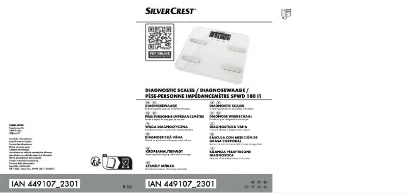 Page 1 de la notice Manuel utilisateur SilverCrest SPWD 180 I1