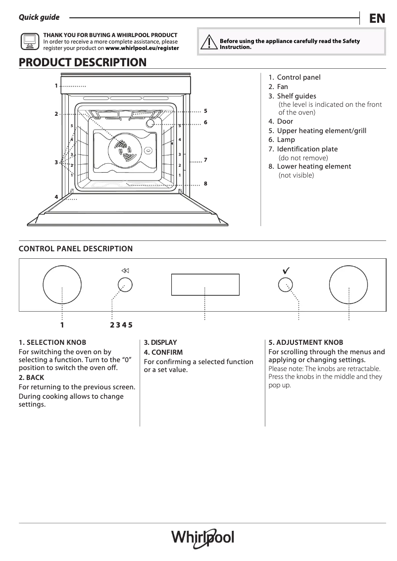 Página 1 del manual Manual de usuario Whirlpool OAKZ9 156 P IX