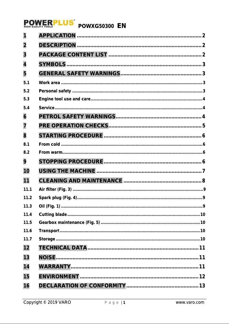 Image de la première page du manuel de l'appareil POWXG50300