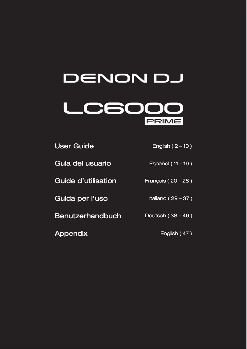Page 1 de la notice Manuel utilisateur Denon LC6000 Prime