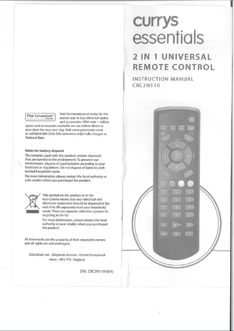 Page 1 de la notice Manuel utilisateur Currys Essentials CRC2N110