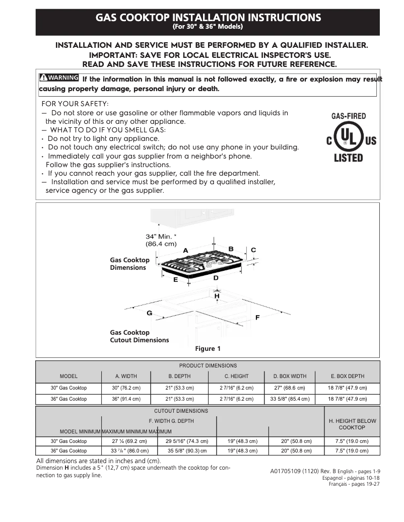 Page 1 de la notice Guide d'installation Electrolux ECCG3668AS