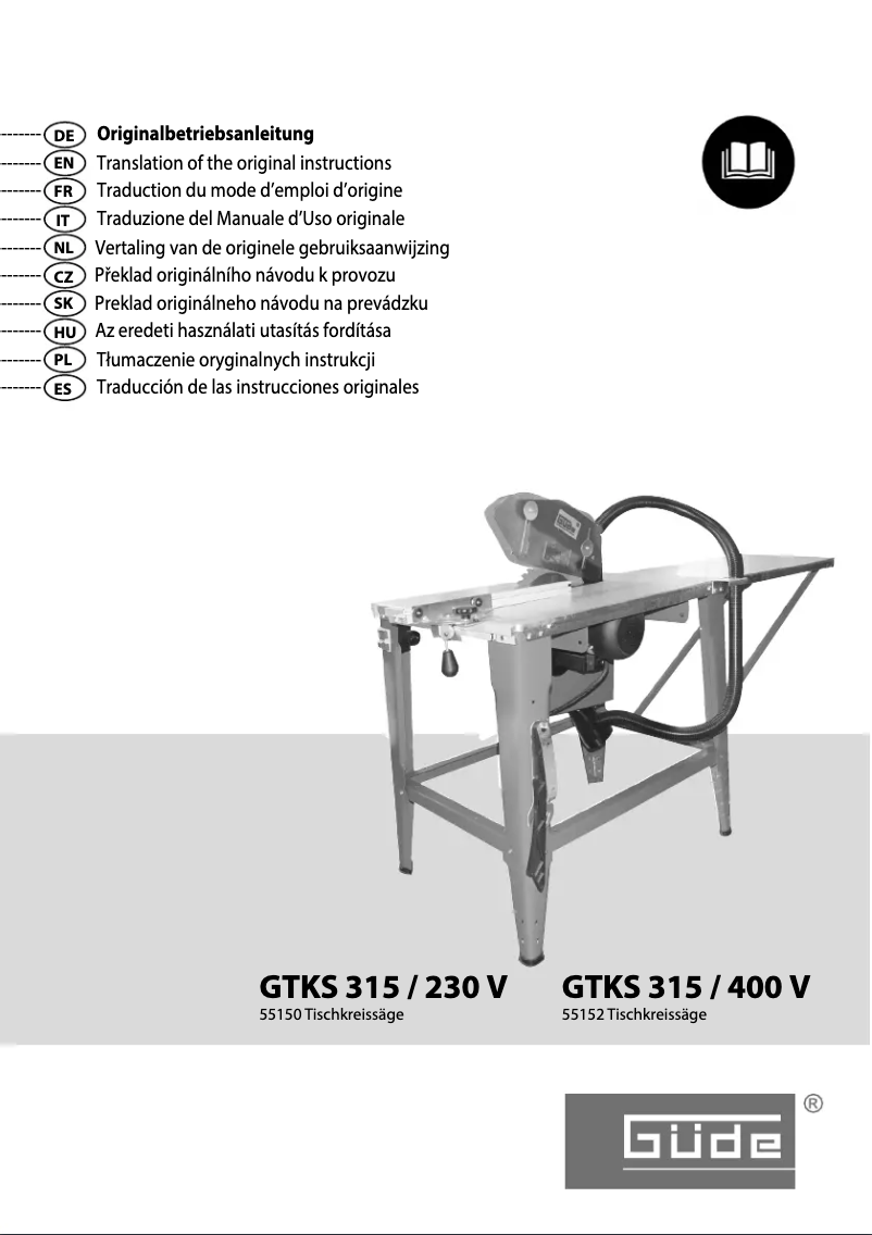 Page n°1 - Manuel utilisateur Güde GTKS 315/230V