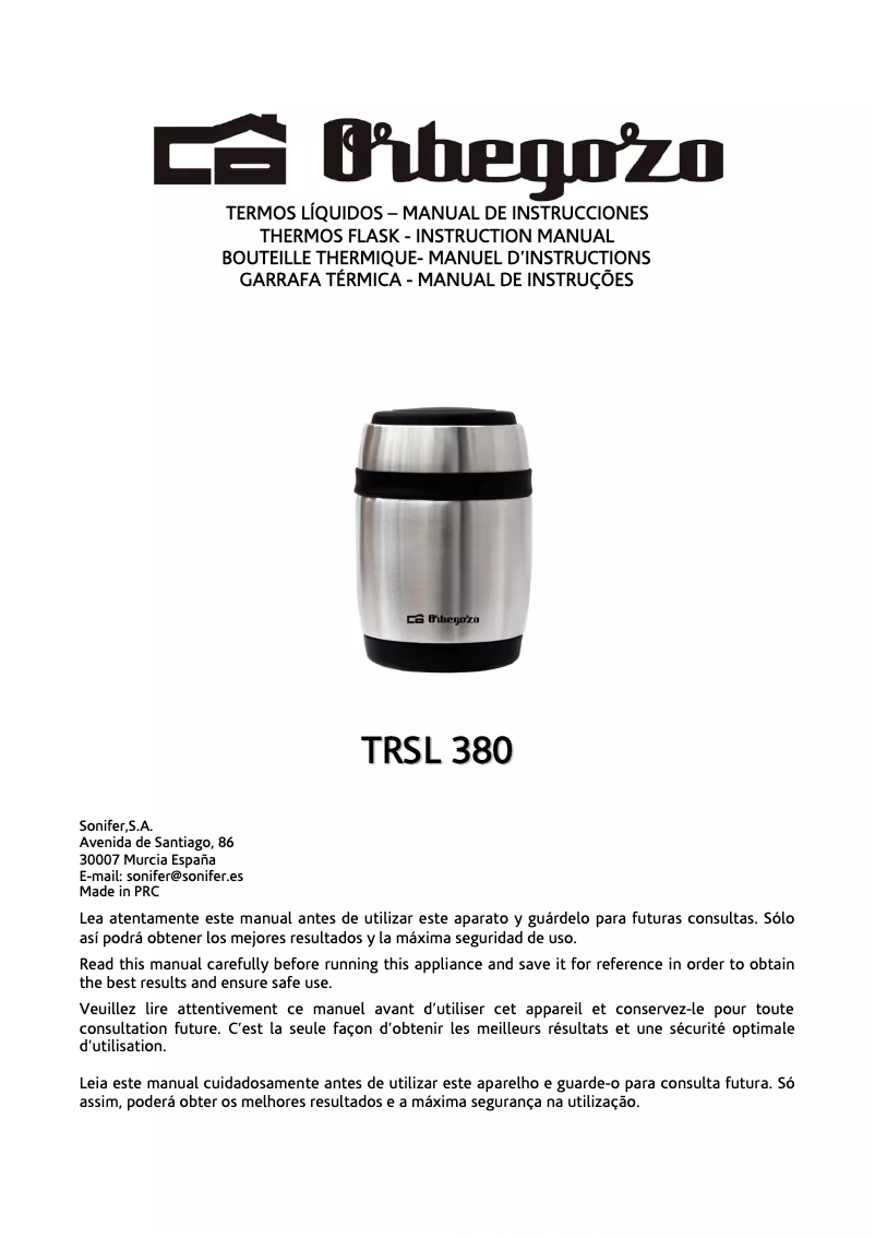 Page n°1 - Manuel utilisateur Orbegozo TRSL 380