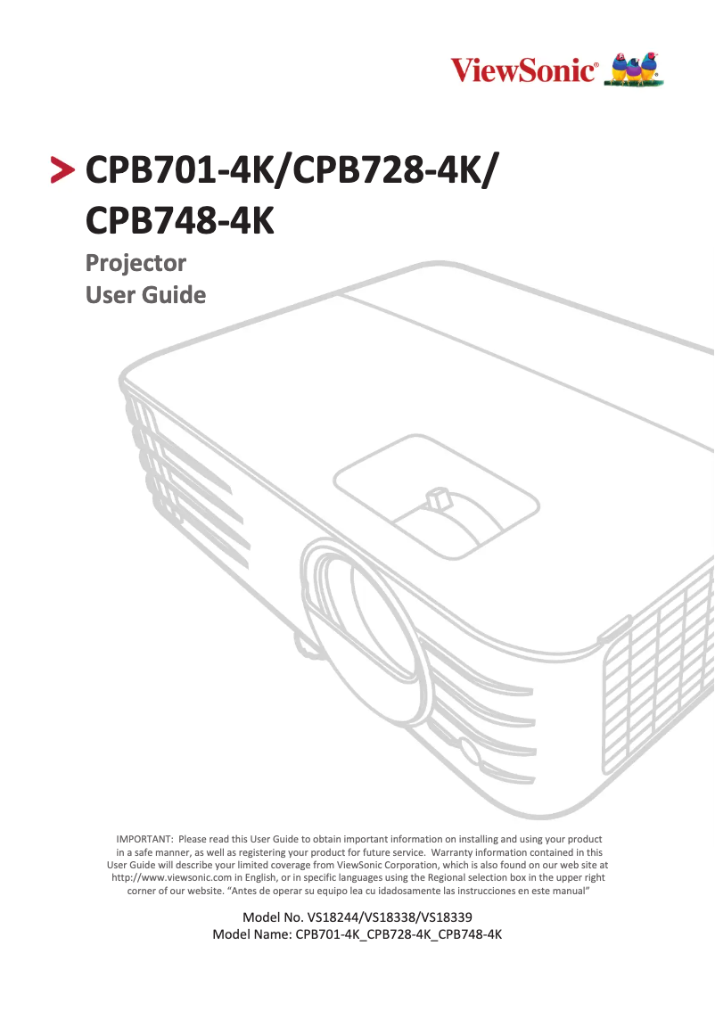 Page n°1 - Manuel utilisateur Viewsonic CPB701-4K