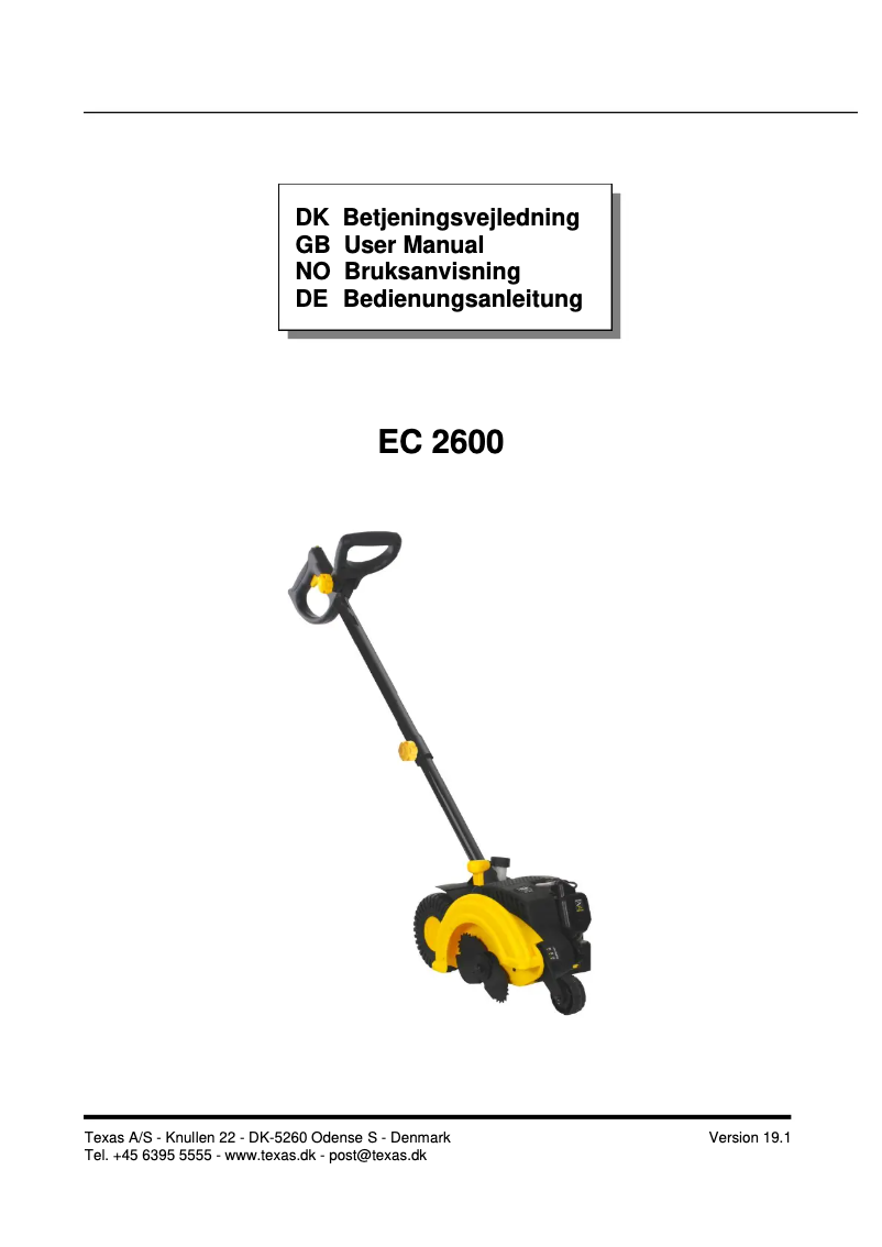 Página 1 del manual Manual de usuario Texas EC2600