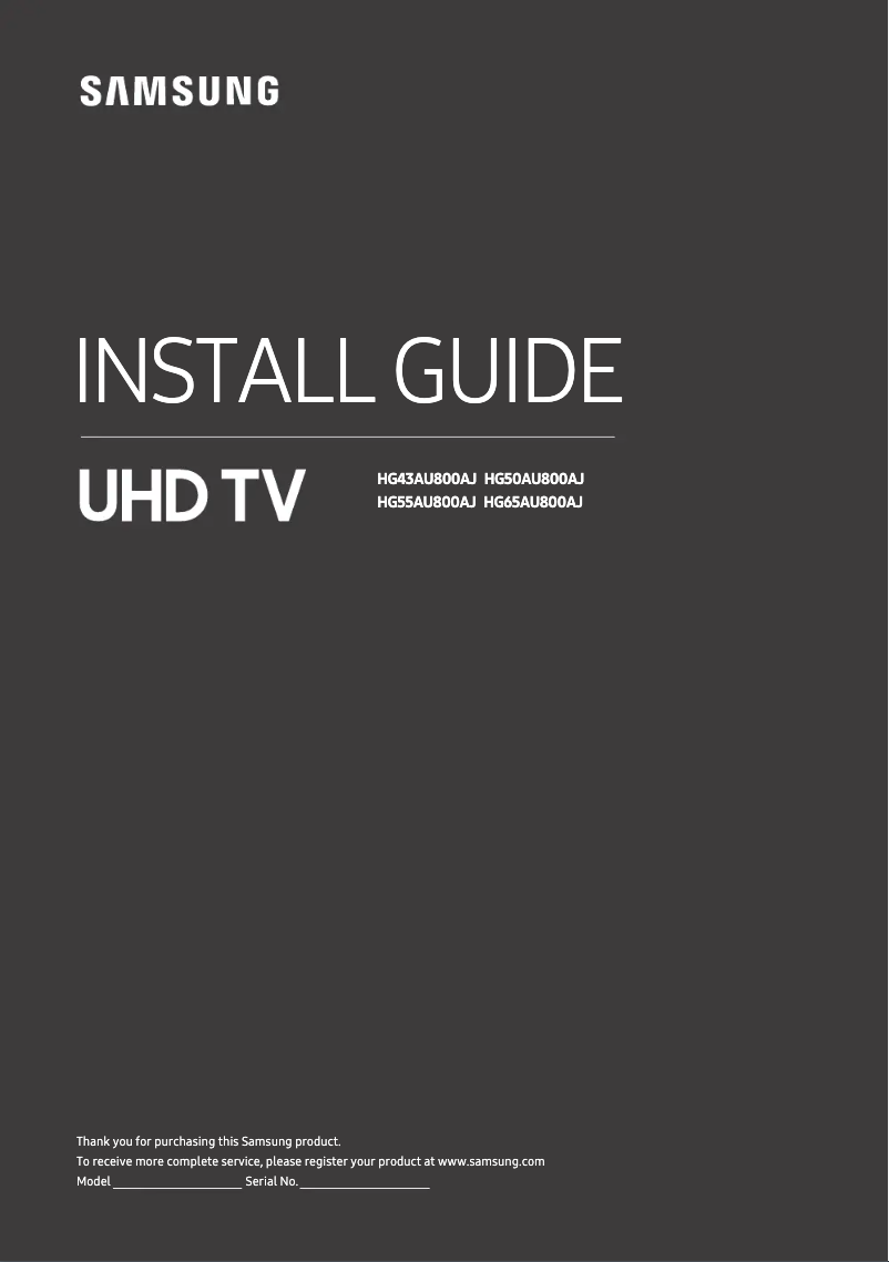 Page 1 de la notice Guide d'installation Samsung HG55AU800AJ