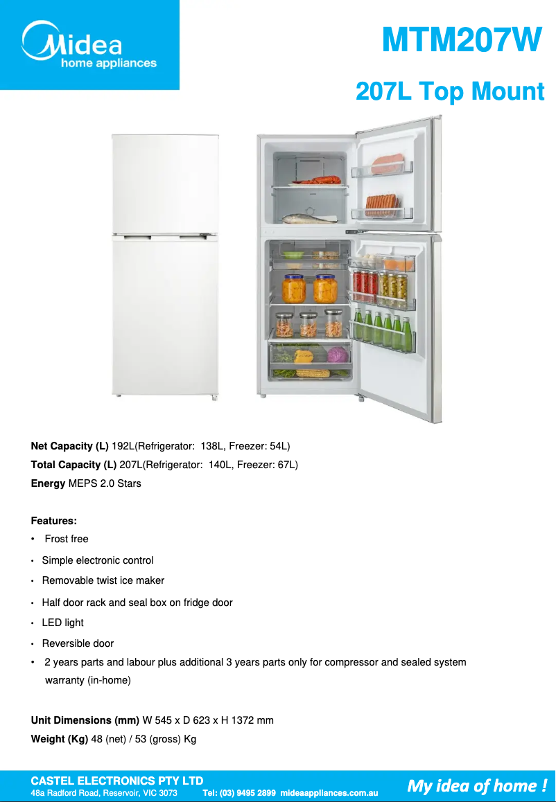 Image de la première page du manuel de l'appareil MTM207W