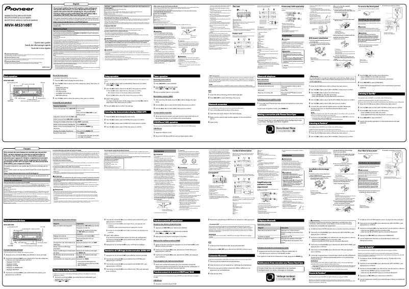 Page n°1 - Guide de démarrage rapide Pioneer MVH-MS310BT