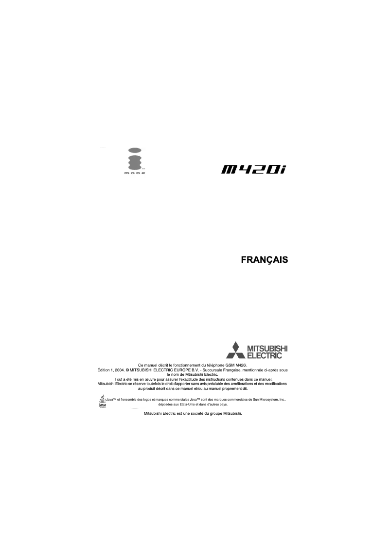 Page 1 de la notice Manuel utilisateur Mitsubishi M420i