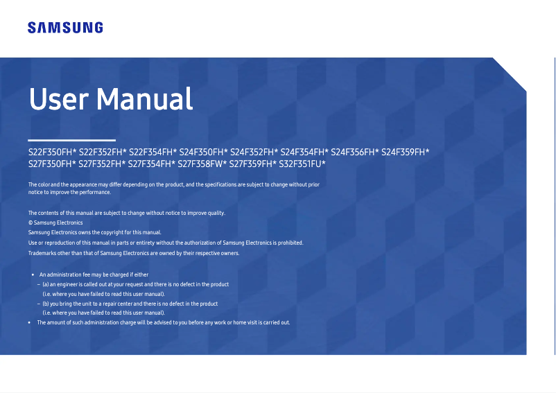 Page 1 de la notice Manuel utilisateur Samsung LS24F356FHU